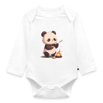 Pandabär Marshmallows Japanischer Riesenpanda - Baby Bio-Langarm-Body - Weiß - Vorne