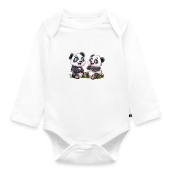 Pandabärenjunge Japanischer Riesenpanda - Baby Bio-Langarm-Body - Weiß - Vorne