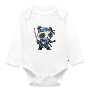 Pandabär Ninja Japanischer Riesenpanda - Baby Bio-Langarm-Body - Weiß - Vorne