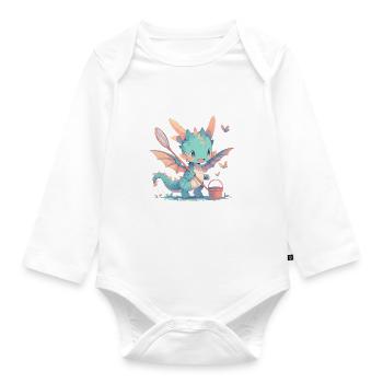 Dragon Butterfly Kawaii Dragon Kids - Organic Longsleeve Baby Bodysuit - white - Front