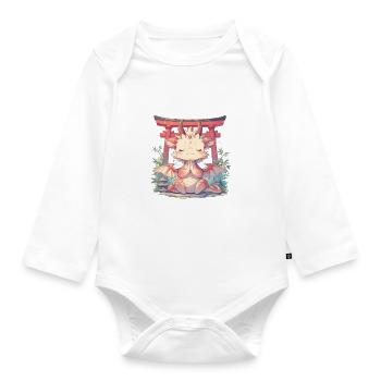 Dragon Zen Japanese Kawaii Dragon - Organic Longsleeve Baby Bodysuit - white - Front