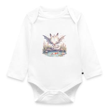 Dragon Koi Poisson Japonais Kawaii Dragon - Body Bébé bio manches longues - blanc - Devant