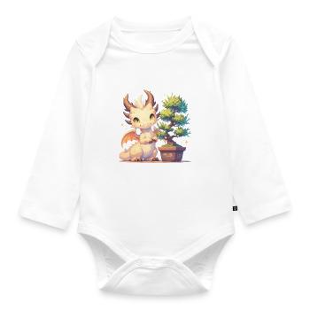 Dragon Bonsai Japanese Kawaii Dragon Kids - Organic Longsleeve Baby Bodysuit - white - Front