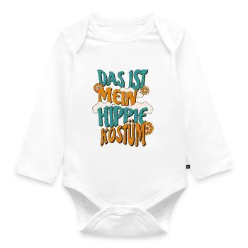 Hippie Kostüm - Baby Bio-Langarm-Body - Weiß - Vorne