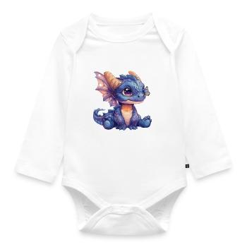 Dragon Butterfly Kawaii Dragon Kids - Organic Longsleeve Baby Bodysuit - white - Front
