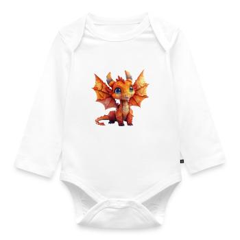 Origami Dragon Kawaii Dragon Kids - Organic Longsleeve Baby Bodysuit - white - Front