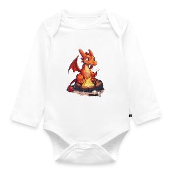 Dragon Marshmallows Kawaii Dragon Kids - Organic Longsleeve Baby Bodysuit - white - Front