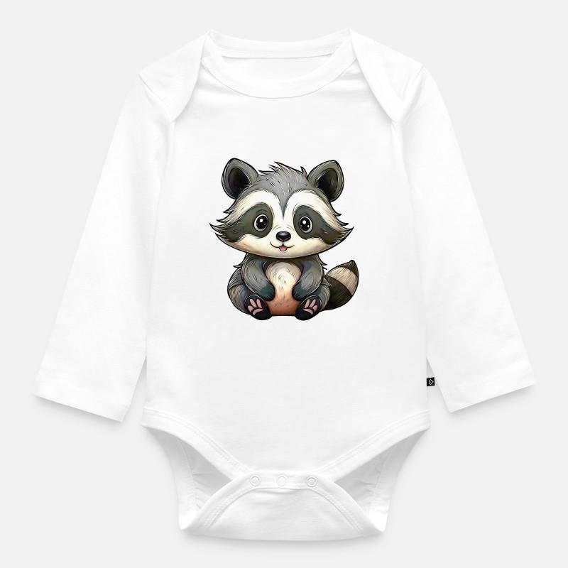 Kleiner Waschbär - Baby Bio-Langarm-Body - Weiß