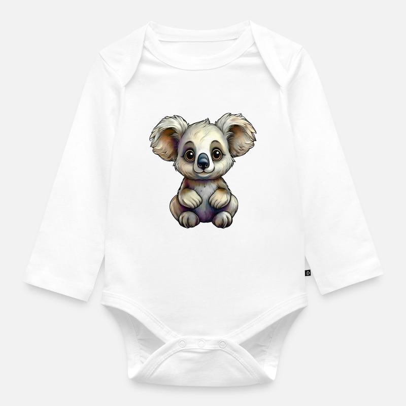 Winziger Koala - Baby Bio-Langarm-Body - Weiß