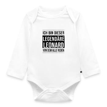 Ich bin dieser legendäre für Leonard - Baby Bio-Langarm-Body - Weiß - Vorne