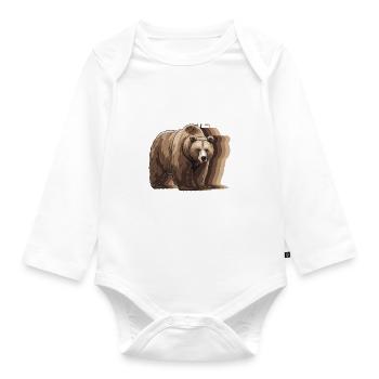 Grizzly Ours brun Ours brun - Body Bébé bio manches longues - blanc - Devant