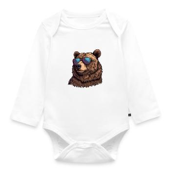 Cool Grizzly Bear Brown Bear Bear - Organic Longsleeve Baby Bodysuit - white - Front