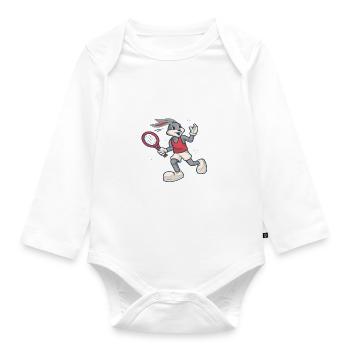 Né pour jouer au tennis, forcé d’aller à l’école - Body Bébé bio manches longues - blanc - Devant