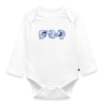 Niedliche Häschen Hasen auf Mond mit Sternen - Baby Bio-Langarm-Body - Weiß - Vorne