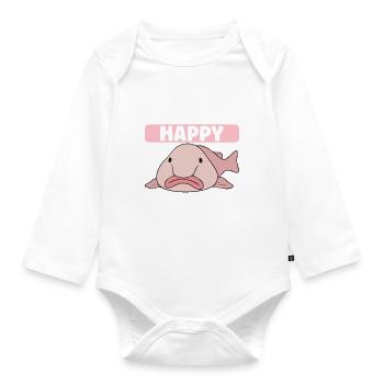 Cute Blob Fish Ugly Fish - Organic Longsleeve Baby Bodysuit - white - Front