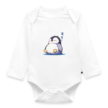 Pingouin endormi Kawaii Penguin Mignon - Body Bébé bio manches longues - blanc - Devant