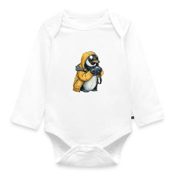Penguin Photographer Kawaii Penguin Cute - Organic Longsleeve Baby Bodysuit - white - Front