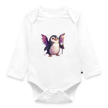 Pingouin Fée Kawaii Pingouin Mignon - Body Bébé bio manches longues - blanc - Devant