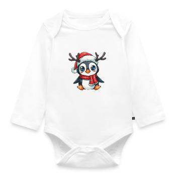 Pingouin Renne Noël Pingouin mignon - Body Bébé bio manches longues - blanc - Devant