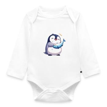 Penguin Kawaii Penguin Cute - Organic Longsleeve Baby Bodysuit - white - Front