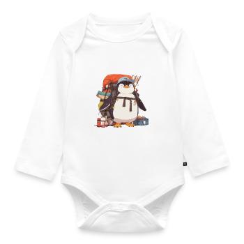 Penguin Traveler Kawaii Penguin Cute - Organic Longsleeve Baby Bodysuit - white - Front