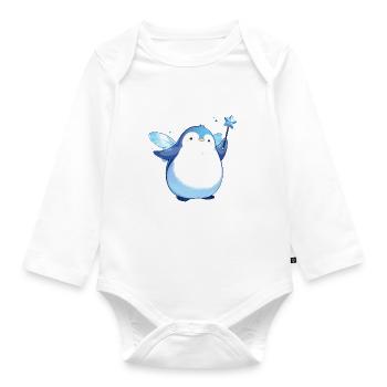 Pingouin Fée Kawaii Pingouin Mignon - Body Bébé bio manches longues - blanc - Devant
