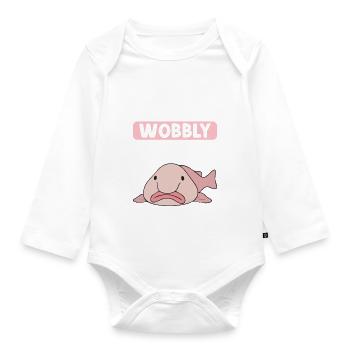 Cute Blob Fish Ugly Fish - Organic Longsleeve Baby Bodysuit - white - Front