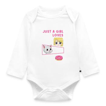Just a Girl Who Loves Anime Cats Donut - Organic Longsleeve Baby Bodysuit - white - Front