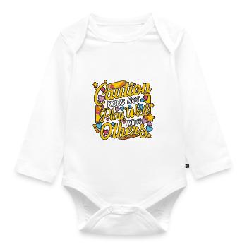 Caution Does Not Play Well With Others 92 - Organic Longsleeve Baby Bodysuit - white - Front
