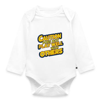 Caution Does Not Play Well With Others 93 - Organic Longsleeve Baby Bodysuit - white - Front