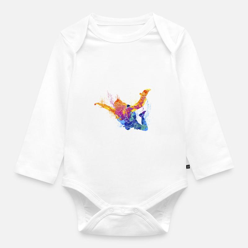 Maillot Skydive Freefly Fallschirmspringer Parachutisme - Body Bébé bio manches longues - blanc