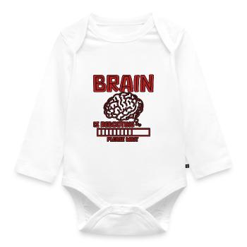 Brain Is Rebooting Please Wait 4 - Organic Longsleeve Baby Bodysuit - white - Front