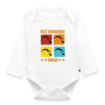 Best Swimming Dad - Baby Bio-Langarm-Body - Weiß - Vorne