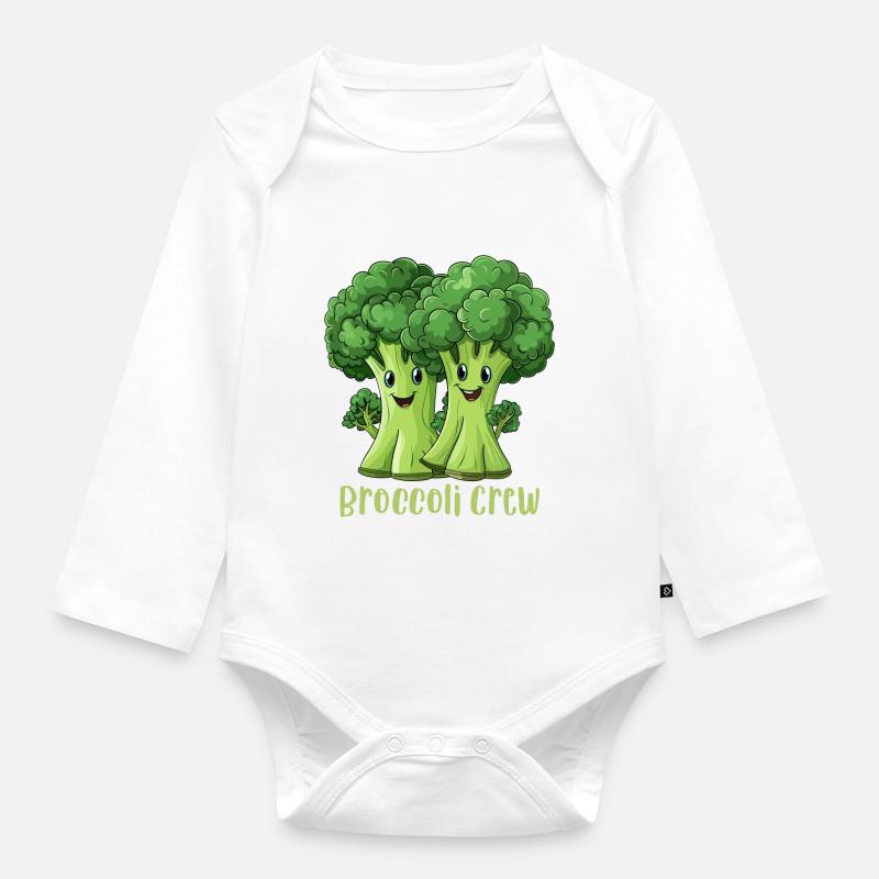 Broccoli Crew - Baby Bio-Langarm-Body - Weiß