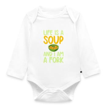 Soup Lovers Gifts - Baby Bio-Langarm-Body - Weiß - Vorne
