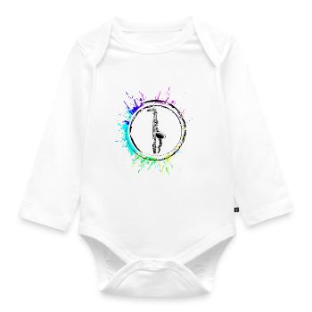 Trompete Symbol - Baby Bio-Langarm-Body - Weiß - Vorne