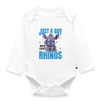 Rhinozeros Animal Just A Boy Who Loves Rhinos - Baby Bio-Langarm-Body - Weiß - Vorne