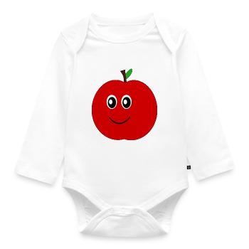 Pomme Kawaii Fruit Kawaii Fruit Kawaii - Body Bébé bio manches longues - blanc - Devant