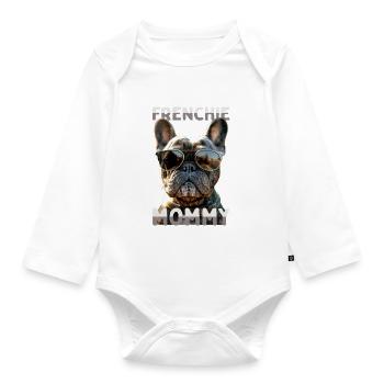 Frenchie Mommy Mama Muttertag Französische Dogge - Baby Bio-Langarm-Body - Weiß - Vorne