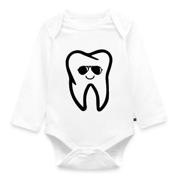 Tooth Sunglasses - Organic Longsleeve Baby Bodysuit - white - Front