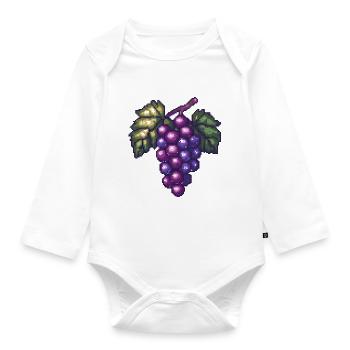 Grapes Pixel - Organic Longsleeve Baby Bodysuit - white - Front