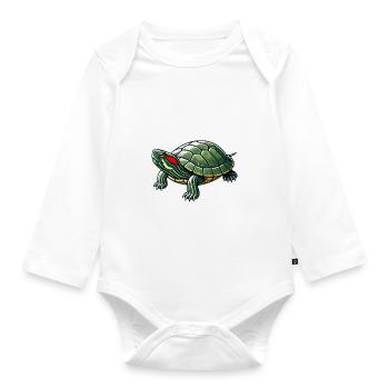 Turtle Red-eared Turtle - Organic Longsleeve Baby Bodysuit - white - Front