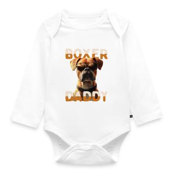Deutscher Boxer Dad Hund Papa Vatertag Boxer Daddy - Baby Bio-Langarm-Body - Weiß - Vorne