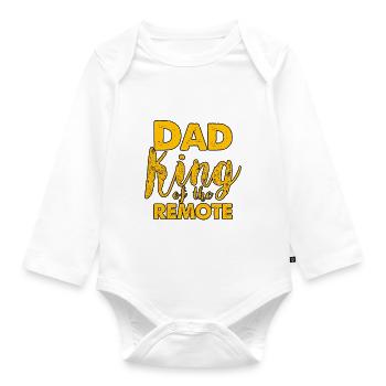 Dad King Of The Remote 3 - Organic Longsleeve Baby Bodysuit - white - Front