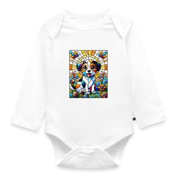 Vitrail artiste Vitrail Art - Body Bébé bio manches longues - blanc - Devant
