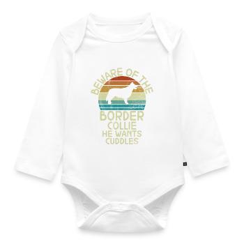Cadeaux Border Collie - Body Bébé bio manches longues - blanc - Devant