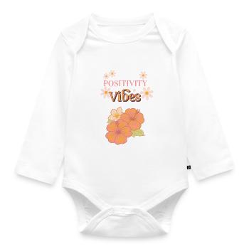 Positivity Vibes – Blumenpower - Baby Bio-Langarm-Body - Weiß - Vorne