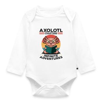 Axolotl Books Kawaii Axolotl Chapters - Organic Longsleeve Baby Bodysuit - white - Front