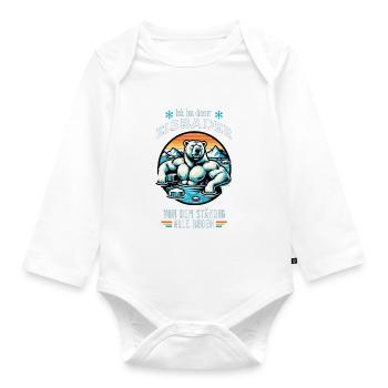 Der Eisbader Eisbär geht zum Winterschwimmen - Baby Bio-Langarm-Body - Weiß - Vorne