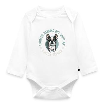 Boston Terrier Gifts - Baby Bio-Langarm-Body - Weiß - Vorne